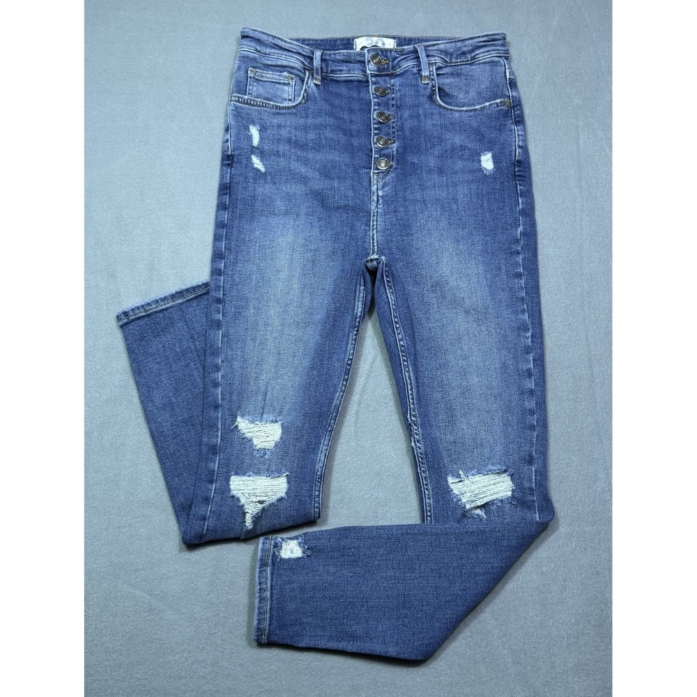 Free People We The Free Jeans Womens 30x27 Highrise Skinny Ankle ButtonFly Boho